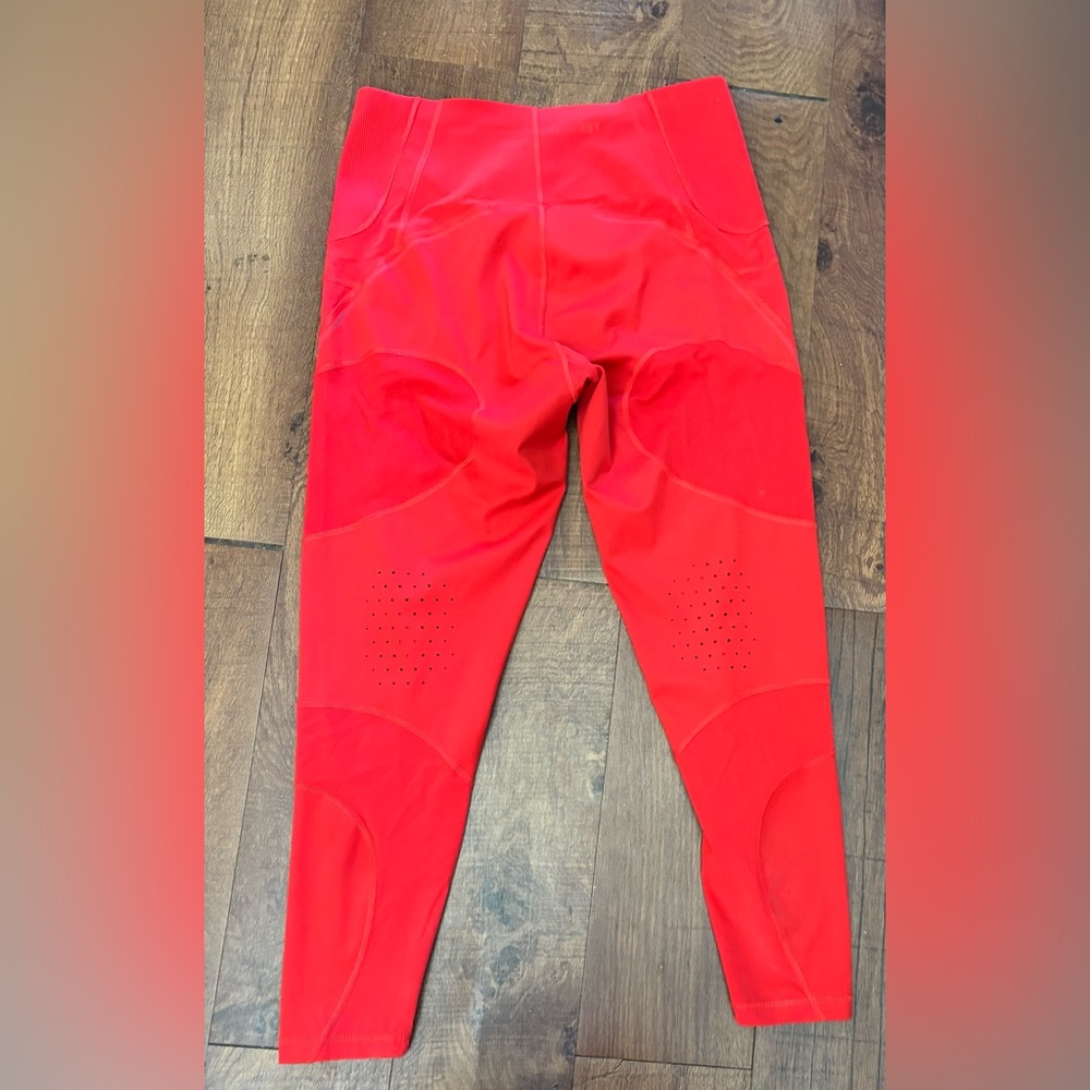 Adidas lux 7/8th length leggings woman Sz large activewear red mesh perforated - Picture 6 of 9